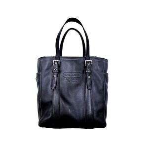 Coach Hamptons Black Leather Tote Bag Classic Shoulder Carry Handbag